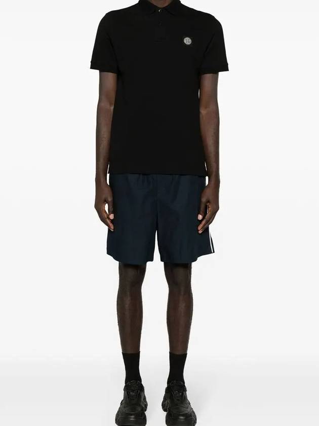 Pique Stretch Cotton Short Sleeve Polo Shirt Black - STONE ISLAND - BALAAN 5