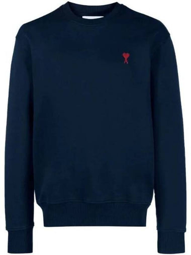 Small Heart Logo Sweatshirt Navy - AMI - BALAAN 1