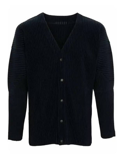 V-Neck Pleat Cardigan Black - ISSEY MIYAKE - BALAAN 2