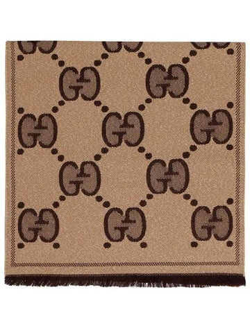 GG Two-Tone Wool Jacquard Scarf Camel - GUCCI - BALAAN 1