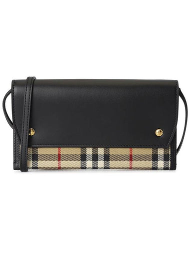 Vintage Check Leather Mini Cross Bag Black - BURBERRY - BALAAN 1