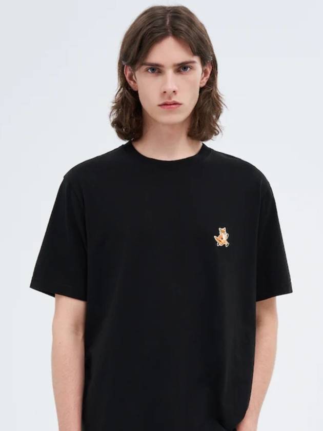 Chillax Fox Patch Regular Short Sleeve T-Shirt Black - MAISON KITSUNE - BALAAN 4