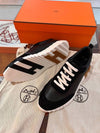 Men's Bouncing Leather Suede Low Top Sneakers Black - HERMES - BALAAN 4