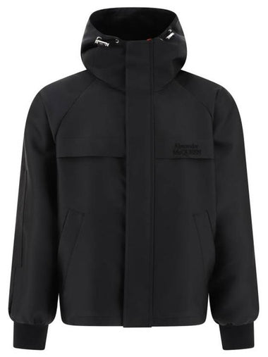 Embroidery Logo Hooded Jacket Black - ALEXANDER MCQUEEN - BALAAN 1