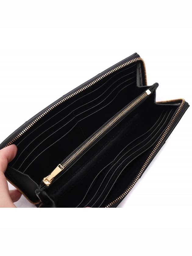 Intrecciato Zipper Around Long Wallet Black - BOTTEGA VENETA - BALAAN 7