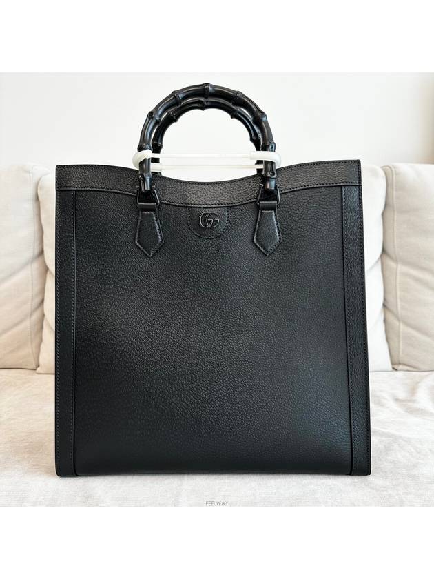 Diana Large Leather Tote Bag Black - GUCCI - BALAAN 3