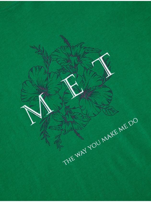 Two Tone Lettering Flower Short Sleeves T Shirt Green - METAPHER - BALAAN 6