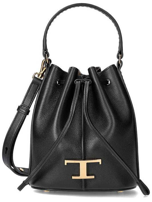 T Timeless Leather Micro Logo Bucket Bag Black - TOD'S - BALAAN 2