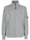 Lens Wappen Diagonal Fleece Zip-Up Jacket Grey Melange - CP COMPANY - BALAAN 2