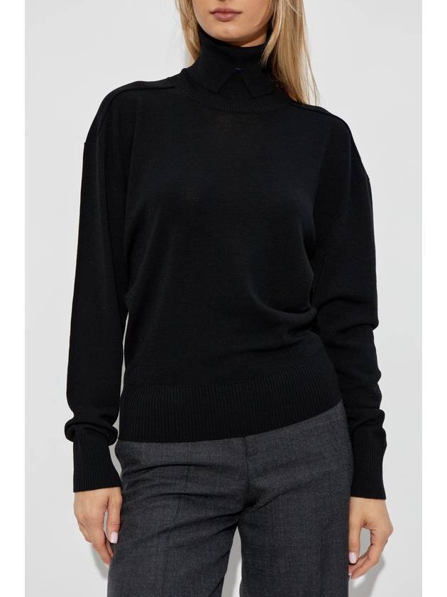 Rollneck Wool Knit Top Black - BURBERRY - BALAAN 4