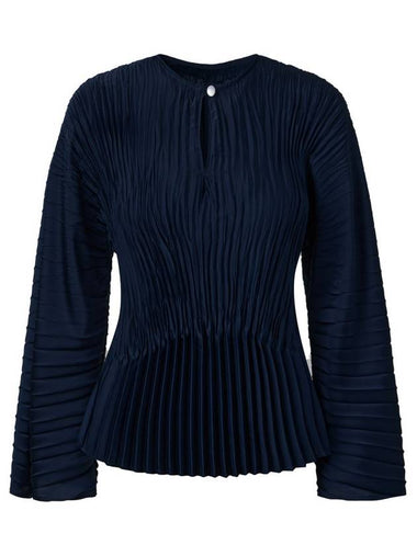 Women s Denim Pleated Barrie Blouse Navy - MONPLISSE - BALAAN 1