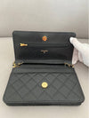 Classic Wallet On Chain Crossbody Bag Grained Calfskin Gold Black - CHANEL - BALAAN 8