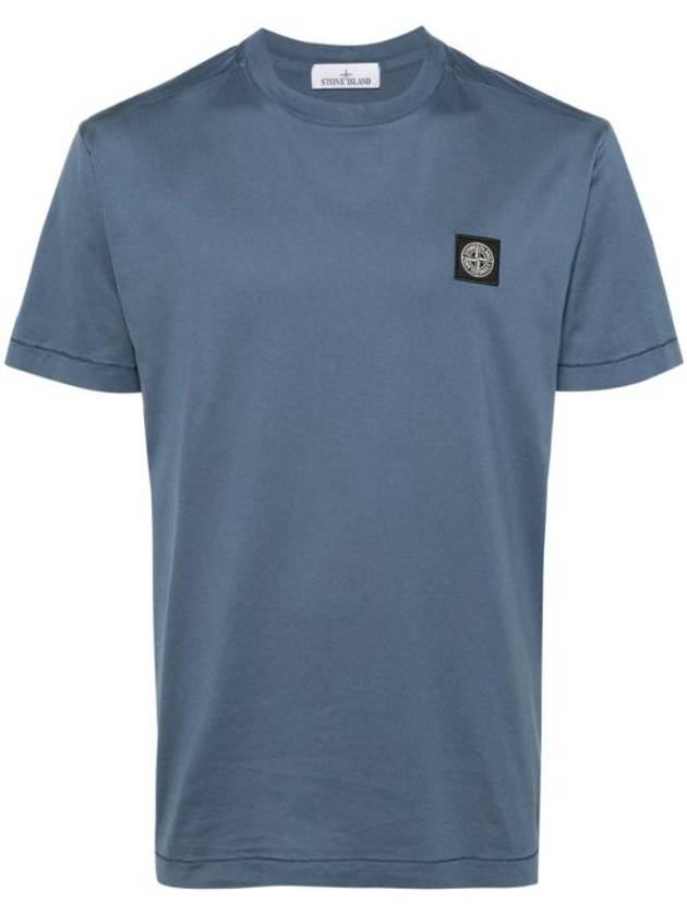 Logo Patch Short Sleeves T-Shirt Avio Blue - STONE ISLAND - BALAAN 1