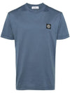 Logo Patch Short Sleeves T-Shirt Avio Blue - STONE ISLAND - BALAAN 1