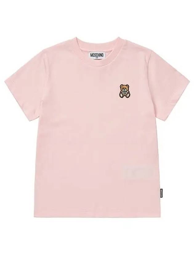 HTM04K LAA10 50209 Teddy Bear Logo Patch Junior Kids Short Sleeve T Shirt - MOSCHINO - BALAAN 1