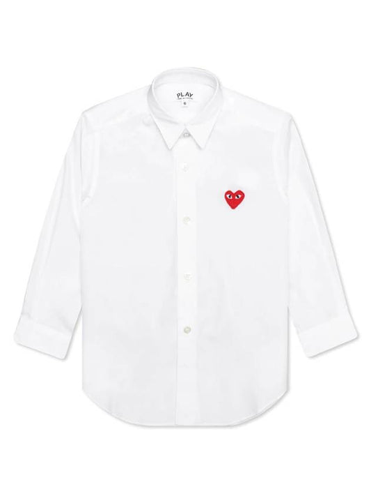 Men's Red Heart Long Sleeve Shirt White - COMME DES GARCONS - BALAAN 1