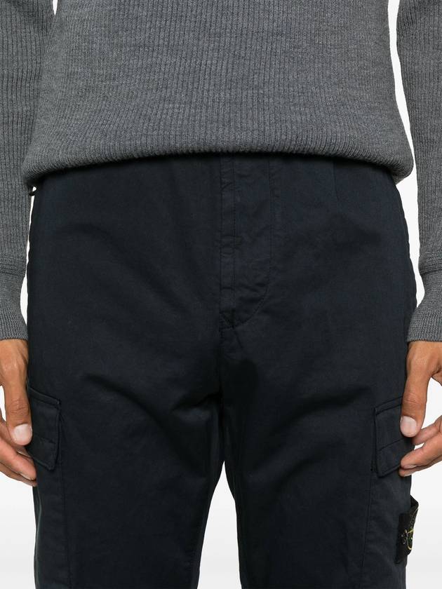 Stretch Cotton Wool Satin Straight Pants Navy - STONE ISLAND - BALAAN 6