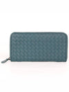 Intrecciato zipper long wallet blue green - BOTTEGA VENETA - BALAAN 1