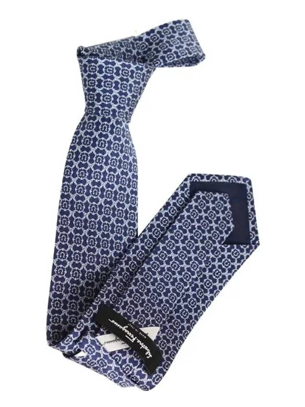 Silk Tie Navy - SALVATORE FERRAGAMO - BALAAN 3