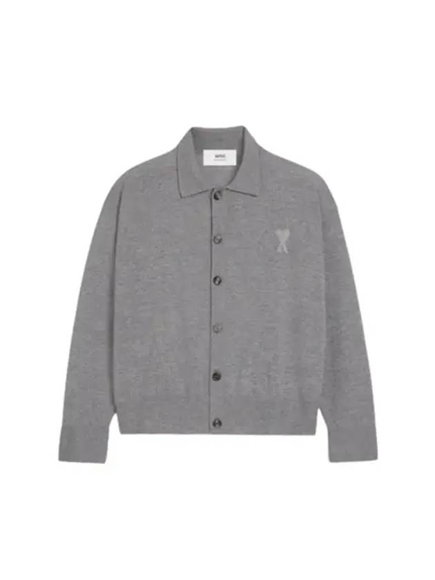 De Coeur Logo Wool Cardigan Heather Grey - AMI - BALAAN 2