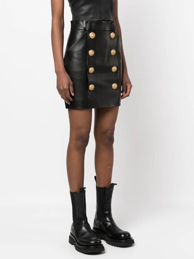 23 fw Lamb Leather Mini Skirt WITH ORNAMENTAL Button BF1LB895LB24 0PA B0230472269 - BALMAIN - BALAAN 4