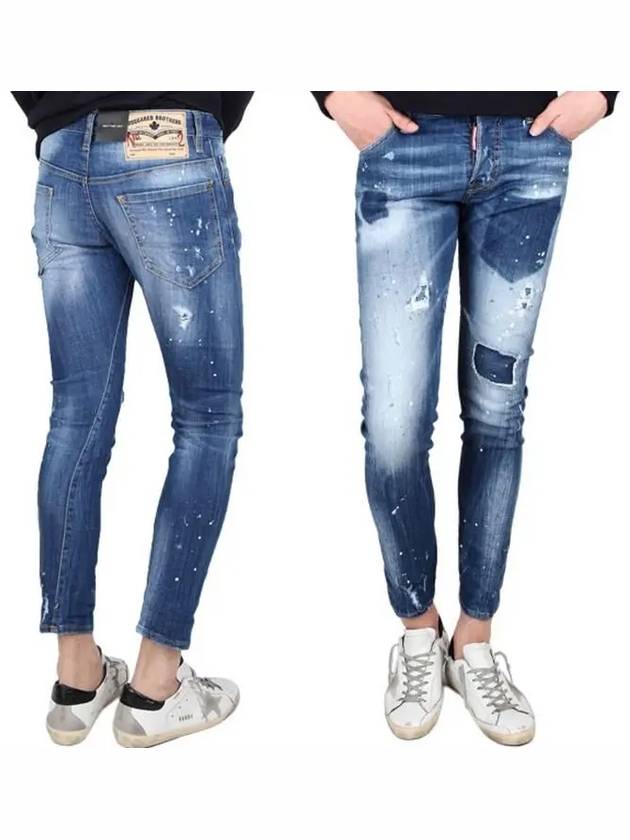 Men's Washed Sexy Twist Jeans Blue - DSQUARED2 - BALAAN.