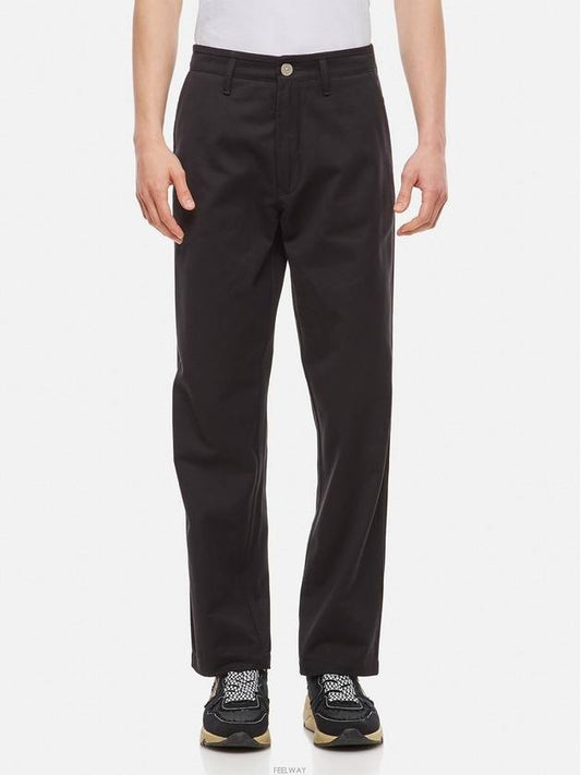 Men's Chino Straight Pants Black - STONE ISLAND - BALAAN.