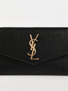 Monogram Uptown Grain De Poudre Embossed Leather Long Wallet Black - SAINT LAURENT - BALAAN 2