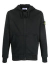 Men Wappen Cotton Fleece Hooded Zip Up Black - STONE ISLAND - BALAAN 2