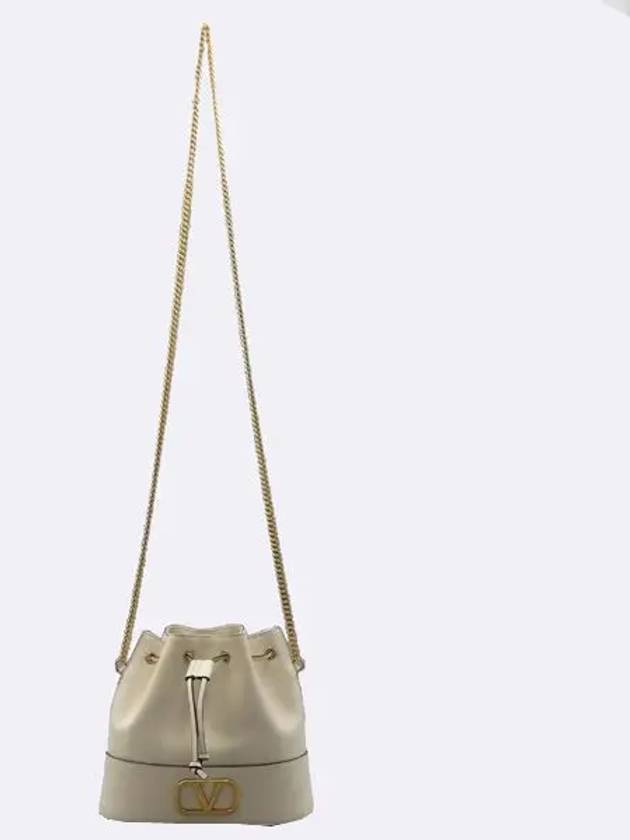 3W2P0T83HPF Ivory color leather V logo signature chain bucket cross bag - VALENTINO - BALAAN 5