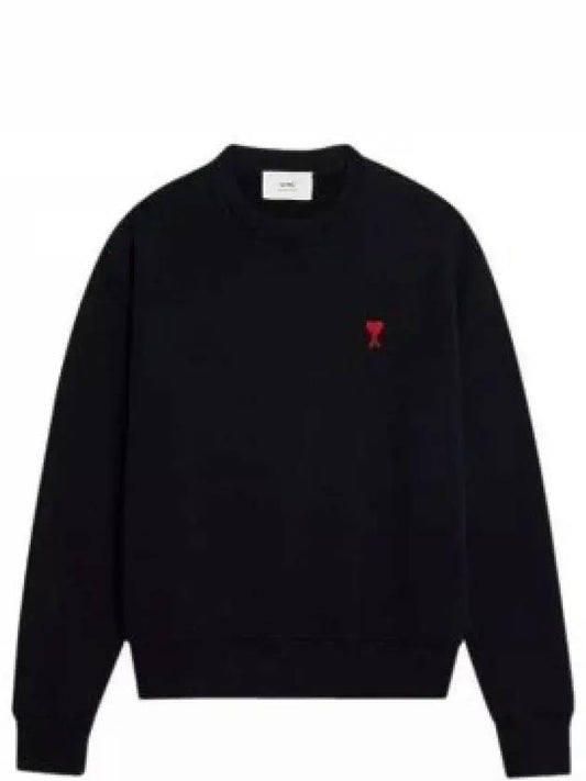 Small Heart Logo Sweatshirt Black - AMI - BALAAN 2