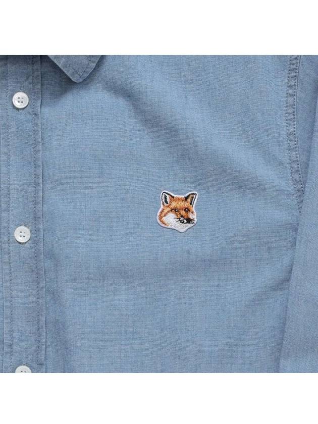 Fox Head Classic Cotton Long Sleeve Shirt Blue - MAISON KITSUNE - BALAAN 4