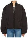 Drop Oversized Zipper Twill Bomber Jacket Black - GANNI - BALAAN 5