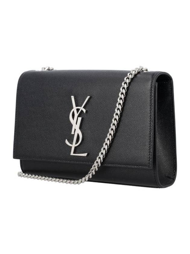 Kate Small Chain Bag In Grain de Poudre Leather Black - SAINT LAURENT - BALAAN 4