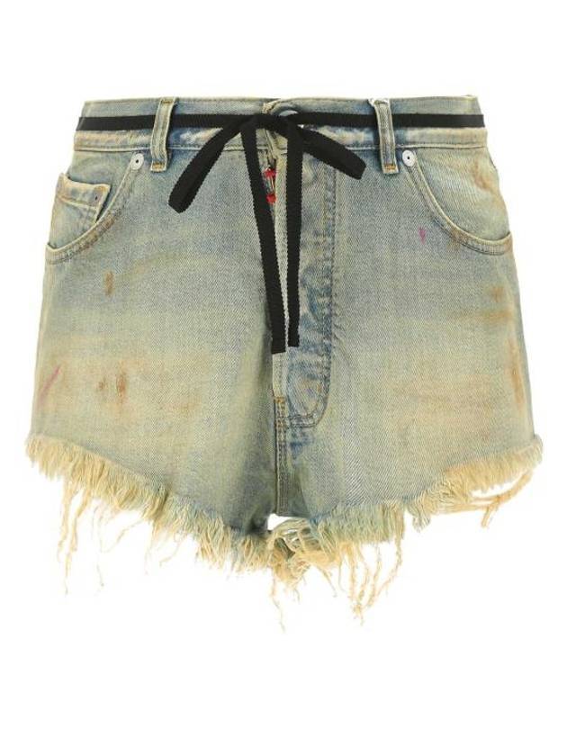 Women's Vintage Washed Belt String Denim Shorts Light Blue - MAISON MARGIELA - BALAAN 1