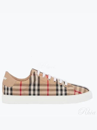 Vintage Check and Leather Sneakers Archive Beige - BURBERRY - BALAAN 2