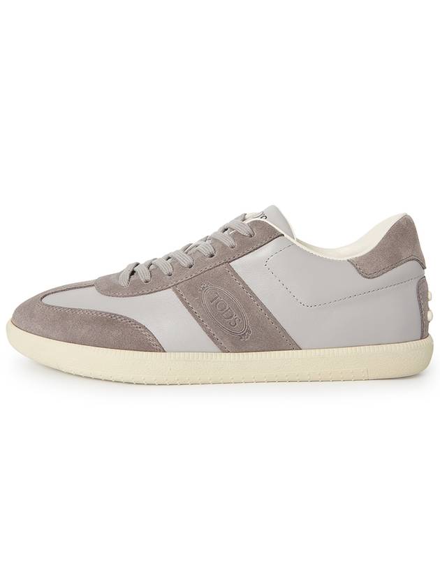 Leather Suede Low Top Sneakers Grey - TOD'S - BALAAN 4