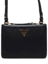 Gold Logo Double Zip Nylon Cross Bag Black - PRADA - BALAAN 2