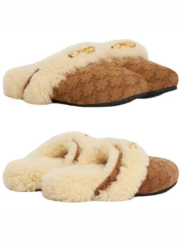 Triomphe Shearling Fur Slippers - CELINE - BALAAN.