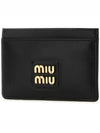 Logo Leather Card Wallet Black - MIU MIU - BALAAN 5