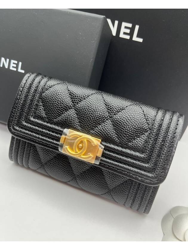 Boy Classic Knocktok Kktok Women s Card Wallet Black Gold Plated - CHANEL - BALAAN 3