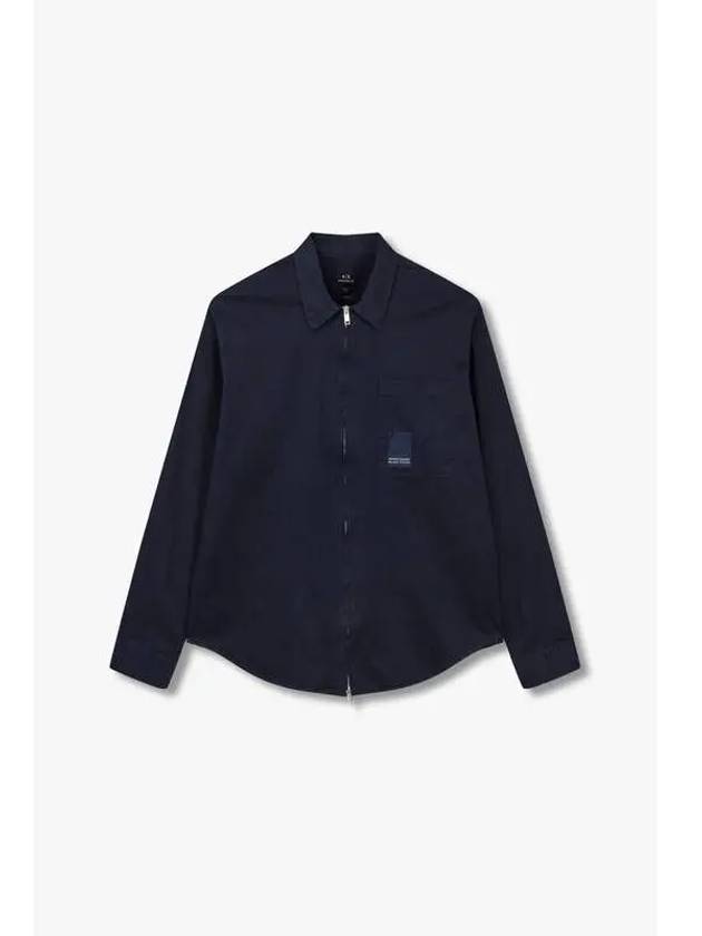 Men s Easy Cotton Zip Up Shirt Navy - ARMANI EXCHANGE - BALAAN 1