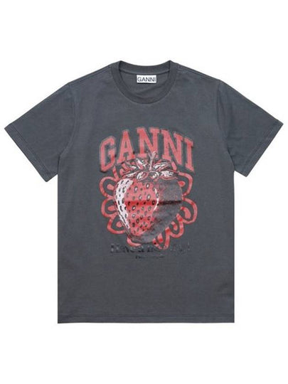 Strawberry Short Sleeve T-Shirt Ash Grey - GANNI - BALAAN 2