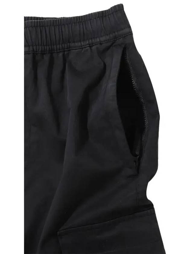 Garment Dyed Cotton Wool Satin Cargo Track Pants Black - STONE ISLAND - BALAAN 5