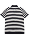 Men's Polo Open Collar Striped Short Sleeve Knit White - SOLEW - BALAAN 3