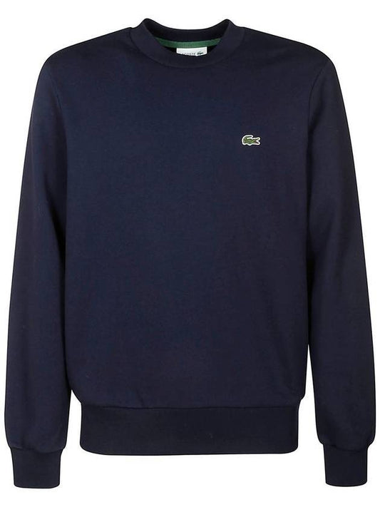 Logo Patch Crewneck Sweatshirt Navy - LACOSTE - BALAAN.