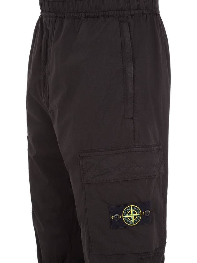 Stretch Cotton Tela Paracadute Cargo Straight Pants Black - STONE ISLAND - BALAAN 4