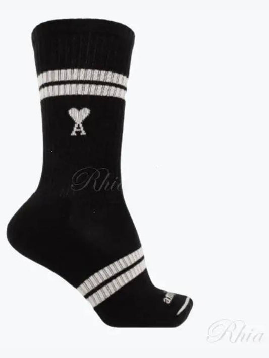 De Coeur Heart Logo Striped Socks Black - AMI - BALAAN 2