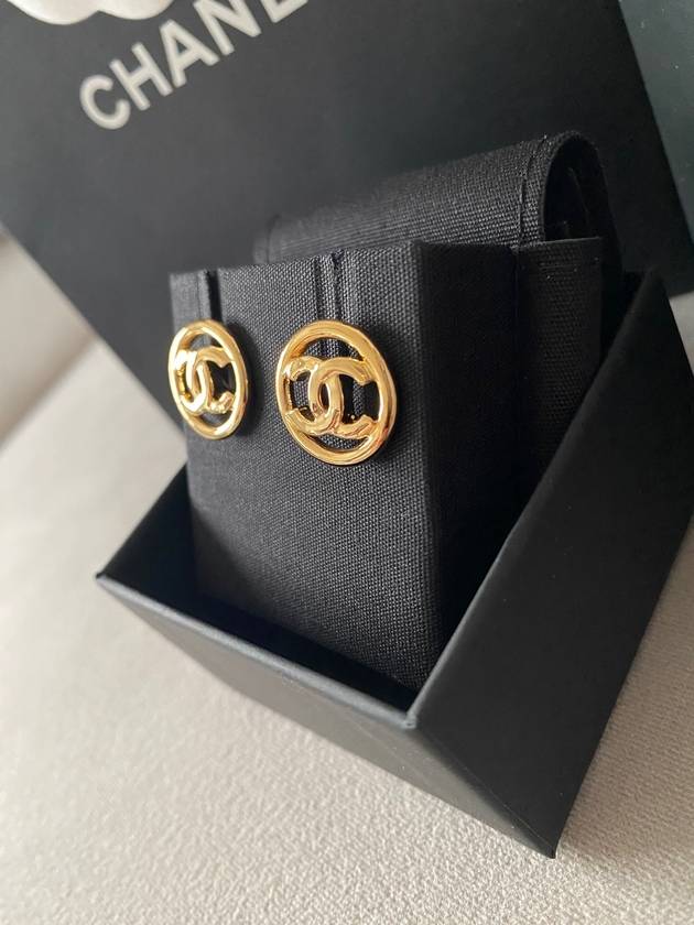 CC Logo Round Stud Earrings Gold - CHANEL - BALAAN 4