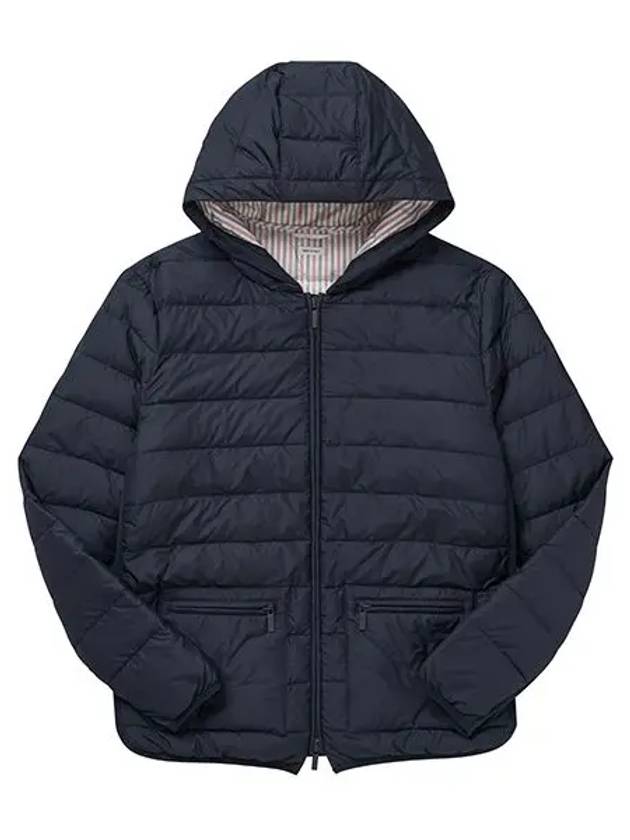 Ultra Light Nylon Hooded Down Padding Navy - THOM BROWNE - BALAAN 2